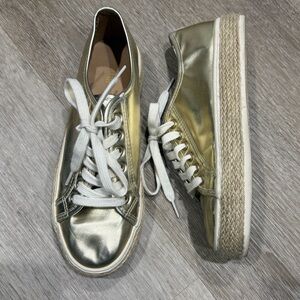 Metallic Gold Michelle Mcdowell Women's Lace-Up Platform Sneakers
